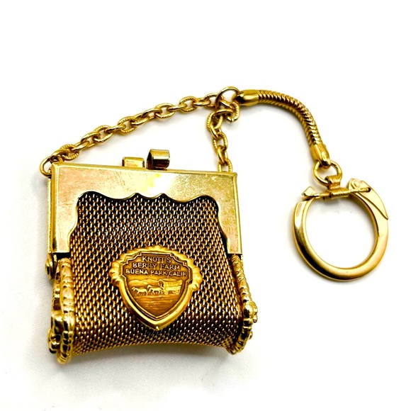 Vintage Gold Mesh Coin Purse with Chain - Picture 1 of 4